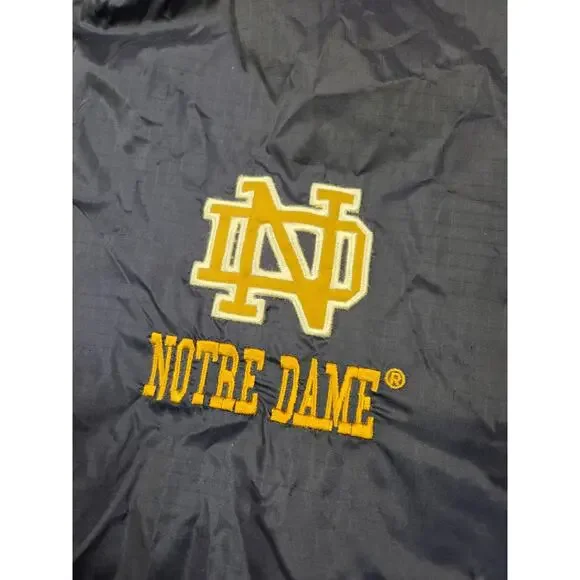 Notre Dame Jacket Size XL Full Zip Russell Athletic Hooded Pockets Navy/Gold - Picture 4 of 8